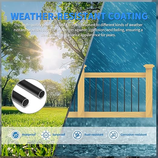 100 Pack 36" Aluminum Deck Balusters,3/4" Round Aluminum Balusters for Deck Railing,with Screws & Connectors,Black Deck Rail Spindles for Wood/Composite Fencing