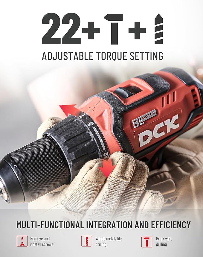 20V Brushless Hammer Drill, 531 in.lbs, 36000 BPM, 1/2" Keyless All-Metal Chuck, 4.0Ah Battery, 22+1+1 Clutch, Impact Drill Kit for Drilling Brick Wall, Metal, Wood, KDJZ05-13