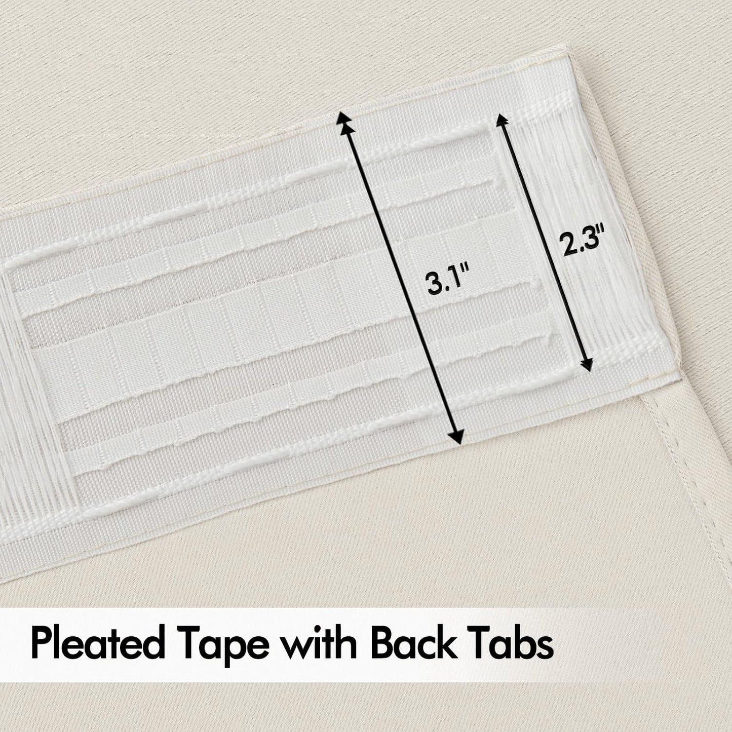 MIULEE Ivory Back Tab Blackout Curtains 102 Inch Long 2 Panels Set for Bedroom, Rod Pocket/Pinch Pleated Thermal Insulated Living Room Darkening Light Blocking Floor to Ceiling Drapes