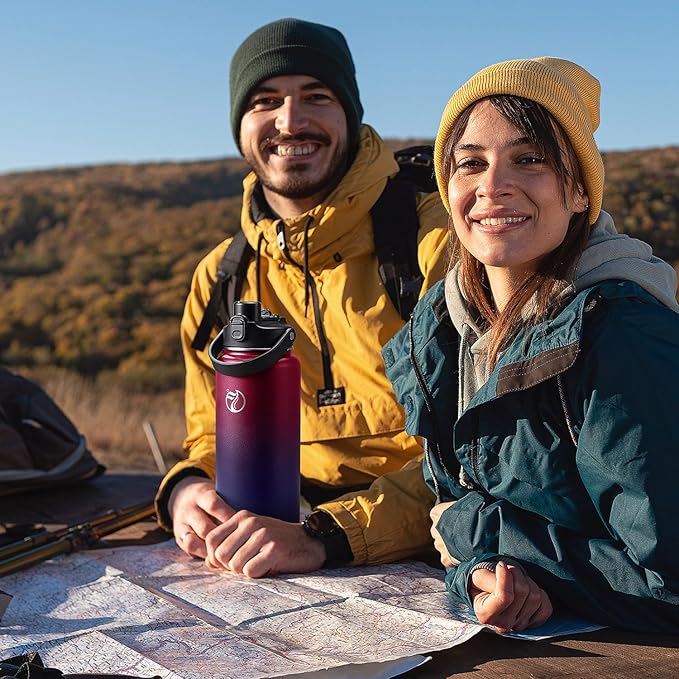 Half Gallon Insulated Water Bottle with 2-in-1 Lid (Chug Lid/Straw Lid), 40/64oz Double Walled Vacuum Stainless Steel Water Bottles, Water Jug with Straw