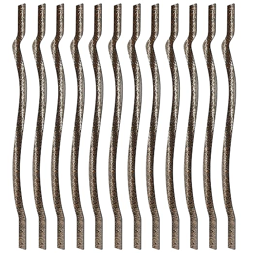 Myard 32-1/4 Inches Heavy Duty Iron Deck Balusters Furniture with Screws for Facemount Railing Fencing, European Baroque Silhouette Wrought Style (25-Pack, Hammered Bronze)