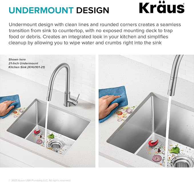 KRAUS Standart PRO 28-inch 16 Gauge Undermount Single Bowl Stainless Steel Kitchen Sink, KHU100-28