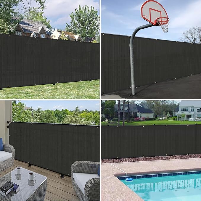 Windscreen4less 4' x 50' Privacy Fence Screen Heavy Duty Windscreen Fencing Cover Windblock Mesh Fabric Shade Cloth with Brass Grommtes for Garden Yard Pool Deck Carport Construction, Black