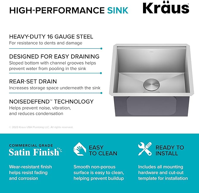 KRAUS Kore 21 Inch Undermount Workstation 16 Gauge Stainless Steel Double Bowl Stainless Steel Kitchen Sink with Accessories, KWU111-21