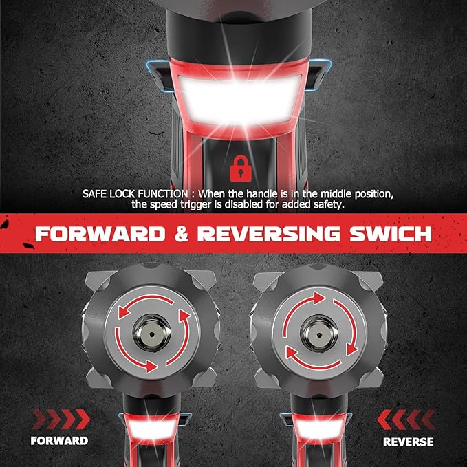 Cordless Impact Wrench 900FT-LBS for Mil-wau-kee 18V Battery - with 6 Sockets and Durable Toolbox Brushless Electric 1/2 inch Impact Gun Includes LED Work Light - 2100RPM High Torque Driver