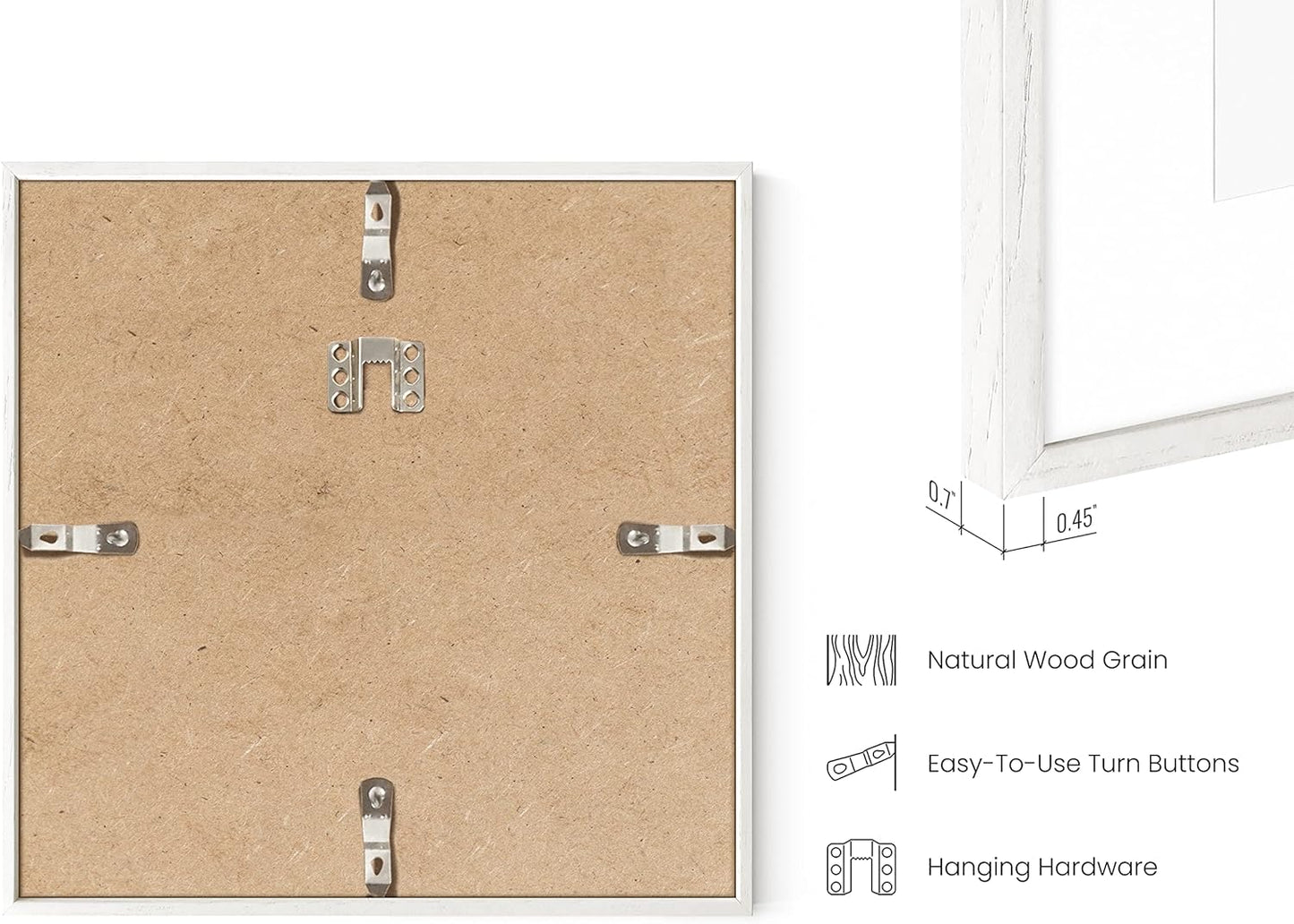 HAUS AND HUES White Square Frames Set of 9-8x8