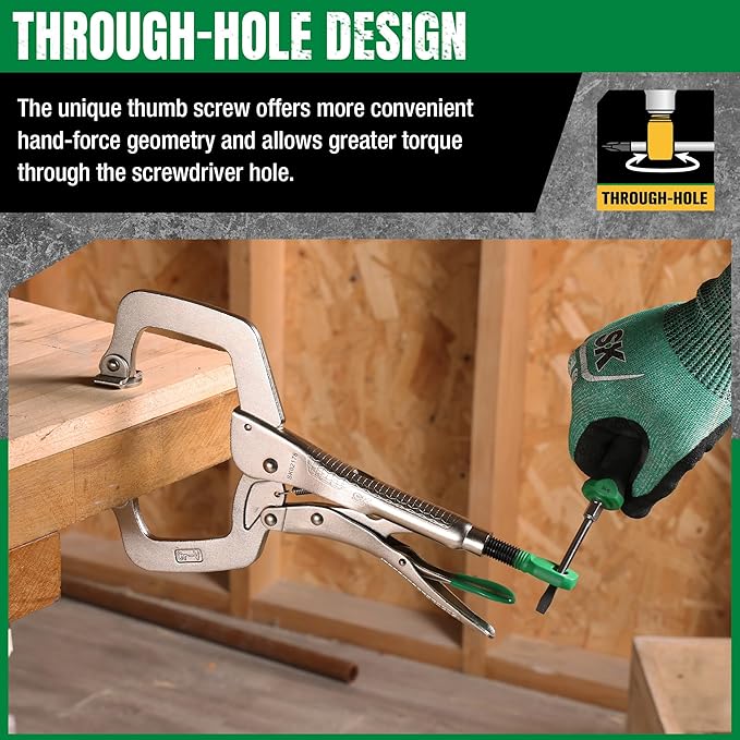 SK 2-Piece C-Clamp Locking Pliers Set with Swivel Pads, 6" & 11" Pliers, Premium CR-V Construction, Ergonomic Anti-slip Handle