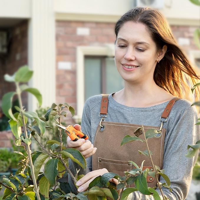 VIVOSUN 2-Pack 6.5 Inch Gardening Scissors Hand Pruner Pruning Shear with Straight Stainless Steel Blades Orange