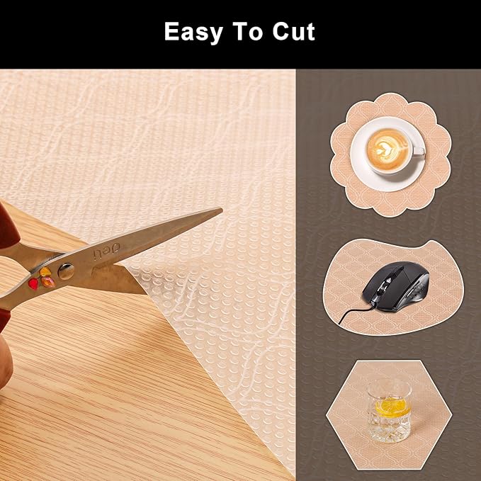 Cooyes Shelf Liner Drawer Liners, Shelf Liners for Kitchen Cabinets, Non Adhesive Cabinet Liner, EVA Waterproof Oil-Proof Non-Slip Refrigerator Liners for Shelves (Transparent, 12 Inches x 10 FT)