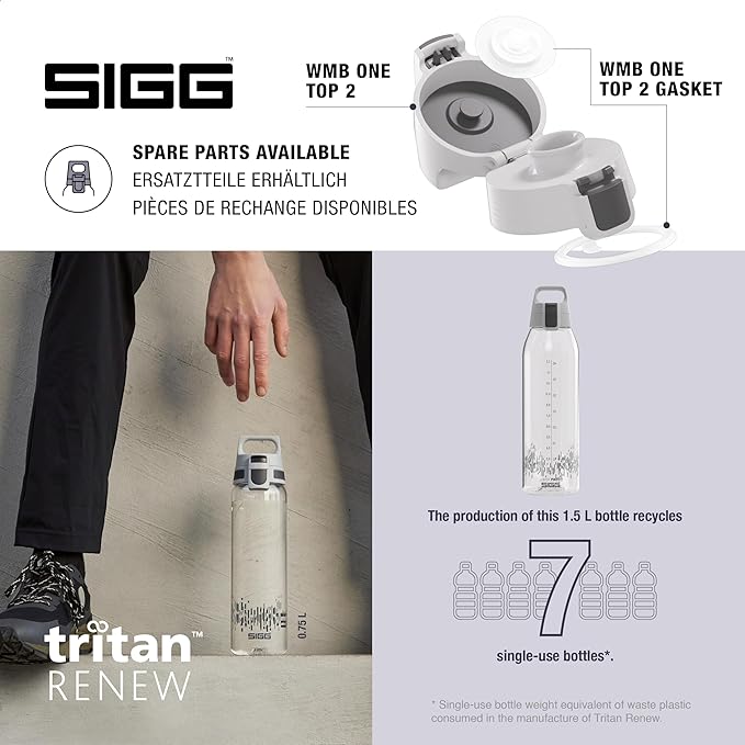 SIGG - Tritan Renew Transparent Water Bottle - Total Clear ONE MyPlanet - For Carbonated Beverages - Dishwasher Safe - With Fruit Strainer - Leakproof & Lightweight - BPA Free - 17 Oz / 25 Oz / 51 Oz