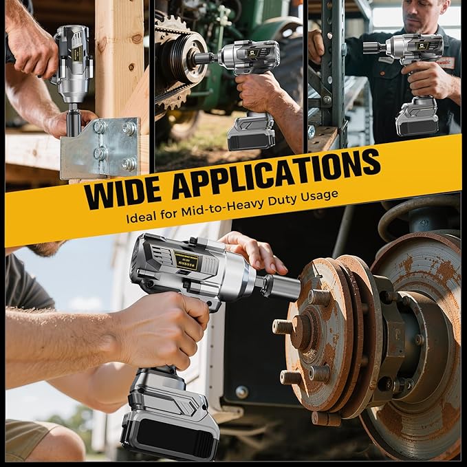 Cordless Impact Wrench Compatible with Dewalt 20V Max Battery, 3/8" 600Ft-lbs (800N·m), Brushless Electric Impact Driver, 2400 RPM, LED Light – Compact, Light-Duty, No Battery Included