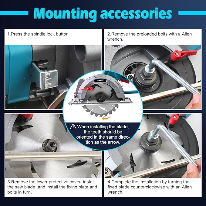 6 Inch Cordless Mini Circular Saw for Makita 18V Battery(Not Inclued), 12000RPM 2"(90°) Cutting Depth, Brushless Compact Tile Saw for Wood, Tile, Metal, Plastic, for 5-1/2, 5-3/8 Inch Blade
