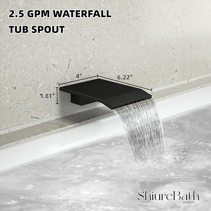 10 Inch Shower Faucet Set with Tub Spout Wall Mounted Shower System for Bathroom with High Pressure 10 Inch Rain Shower head and Handheld Shower Head Set, Matte Black
