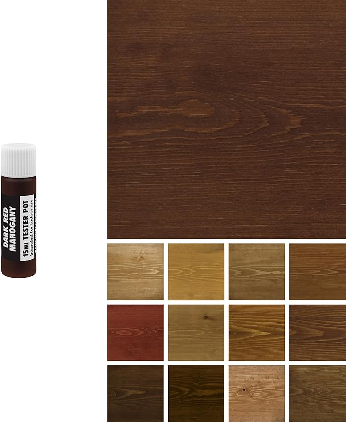 Littlefair's Wood Stain Water Based - 0.5oz/15ml - Indoor Furniture Stain Light & Dark Finishes - Special Non Toxic & Eco Friendly Formula - Wood Stain for Crafts - Color: Dark Red Mahogany