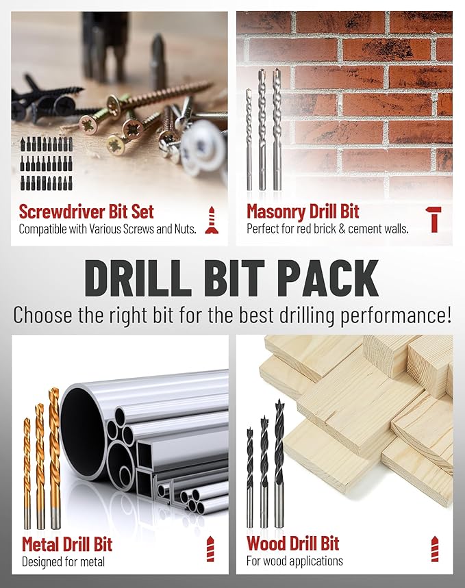 20V Brushless Hammer Drill, 531 in.lbs, 36000 BPM, 1/2" Keyless All-Metal Chuck, 4.0Ah Battery, 22+1+1 Clutch, Impact Drill Kit for Drilling Brick Wall, Metal, Wood, KDJZ05-13