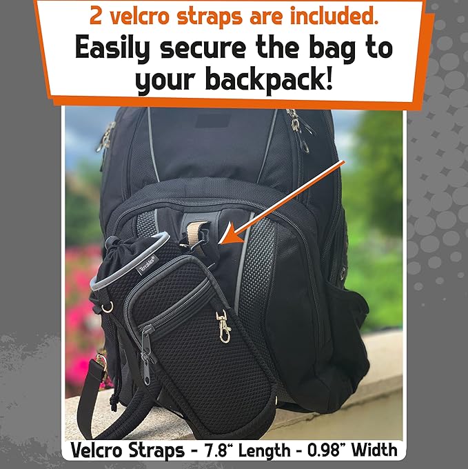 Water Bottle Holder with Strap - Water Bottle Carrier Sling Bag Crossbody with Metal Clips and Rings, Keychain, Extra Small Round Purse, Hook and Loop for Your Bike, Stroller, Backpack