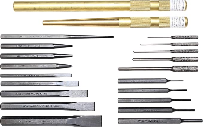 Mayhew Tools 60210F Punch and Chisel Set, 21-Piece with Foam Block
