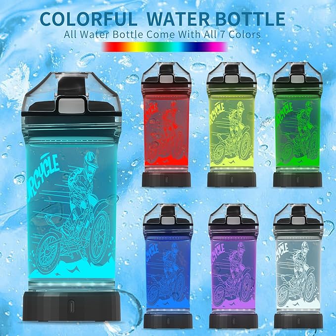 Kids Water Bottle with 3D Light-Up LED Lights - BPA Free - Perfect for Back-to-School Season, Girls, Boys, Kids, Holiday Camping, Picnic Gifts - 14 oz Travel Mug... (color 5)