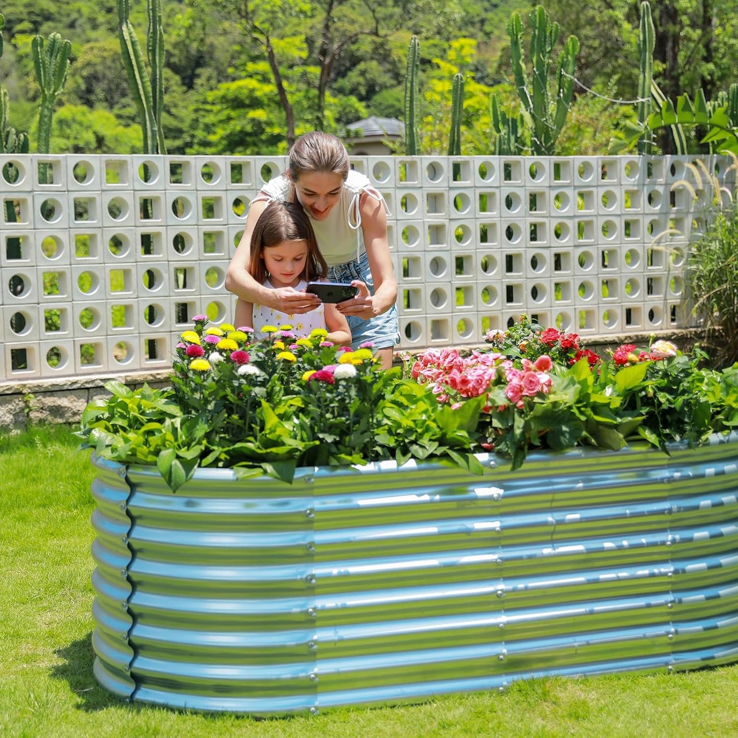 Land Guard 6×3×2ft Galvanized Raised Garden Bed Kit, Galvanized Planter Raised Garden Boxes Outdoor, Oval Large Metal Raised Garden Beds for Vegetables…