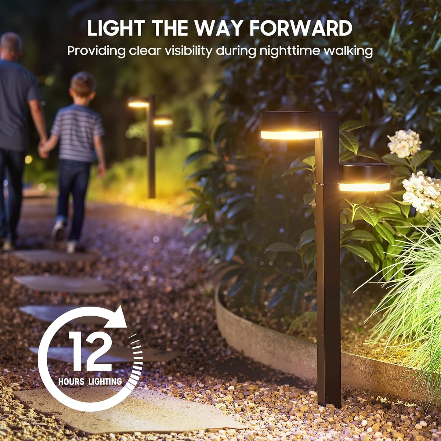 Solar Pathway Lights Outdoor Waterproof, 4 Pack with 8 Head Solar Lights Outdoor Super Bright Up to 12Hrs, Auto On/Off Garden Light for Yard Patio Path Walkway Driveway Outside Decor