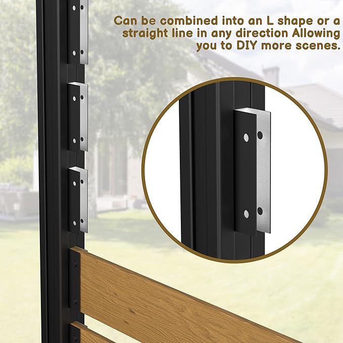 78” W x 48” H Wooden Air Conditioner Fences for Hard Ground & Soft Ground, 2 Outdoor Garden Fences, Privacy Screen Panels with Aluminum Stakes, Trash Can Pool Equipment Enclosure, Natural