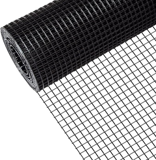 48" x 50' 1/2inch Hardware Cloth, Black Vinyl Coated Chicken Wire Fence Galvanized Welded Mesh Roll for Home Garden Rabbit Cage