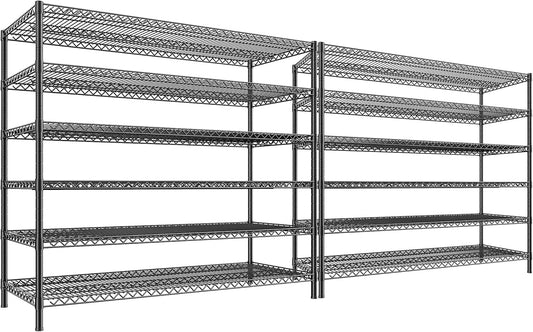 REIBII 83"H Storage Shelves 3840LBS Metal Shelving Unit Garage Shelving Heavy Duty 6 Tier Commercial Adjustable Wire Shelving for Storage Rack for Pantry, Garage, Kitchen, 83"H x 55.5"W x 18"D, 2PCS