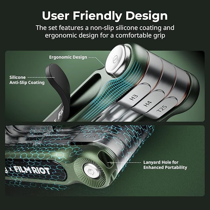 SMALLRIG x FILM RIOT 7-in-1 Folding Tool Set with Screwdrivers and Hex Key Wrenches, Multiple Angle Positioning, Portable and Compact Design (Green) - 4812