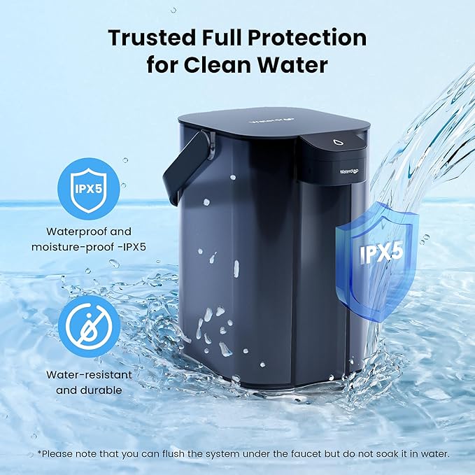 Waterdrop Electric Water Filter Pitcher, Dispenser, 200-Gallon Water Purifier, NSF/ANSI 401&53&42&372, Reduce PFAS, Lead, Chlorine, 15-Cup, Blue, with 1 Filter, 𝐃𝐨𝐞𝐬 𝐧𝐨𝐭 𝐋𝐨𝐰𝐞𝐫 𝐓𝐃𝐒