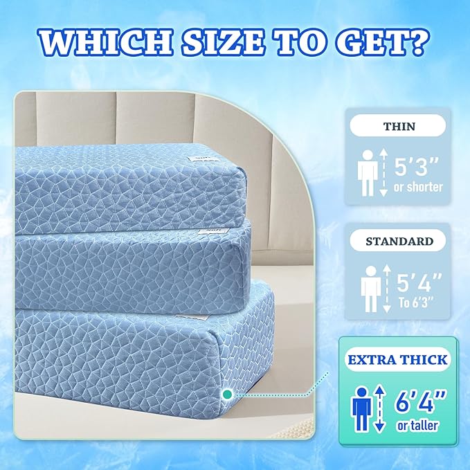 HARBOREST Cooling Cube Pillow - Side Sleeper Pillow for Neck and Shoulder Pain, Memory Foam Pillow Cube Pro with Adjustable Firmness,24"x12"x6", Blue