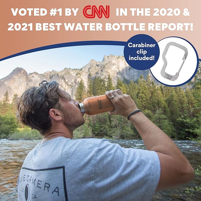 Healthy Human Stainless Steel Water Bottle | Double Walled Vacuum Insulated Water Thermos for Adults | Eco-Friendly Travel Bottles with Leak Proof Lid (Peach, 21 oz/ 621 ML)