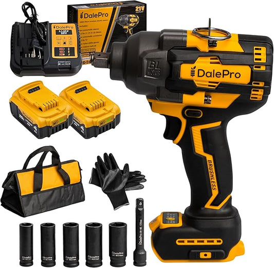 Cordless Impact Wrench 1/2 inch compatible with DeWalt 730Ft-lbs 1000N.m - Includes 2 20v Battery, Charger and 1/2-5 Socket + Extension (Premium Kit)