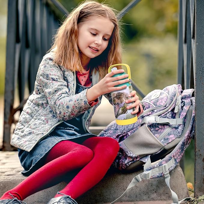 Dinosaur Expert Kids water bottle for girls and boys with unique T-Rex design BPA free Double wall Flask insulated stainless Steel for Dinosaur lovers Christmas Birthday gifts for Dinosaur lovers