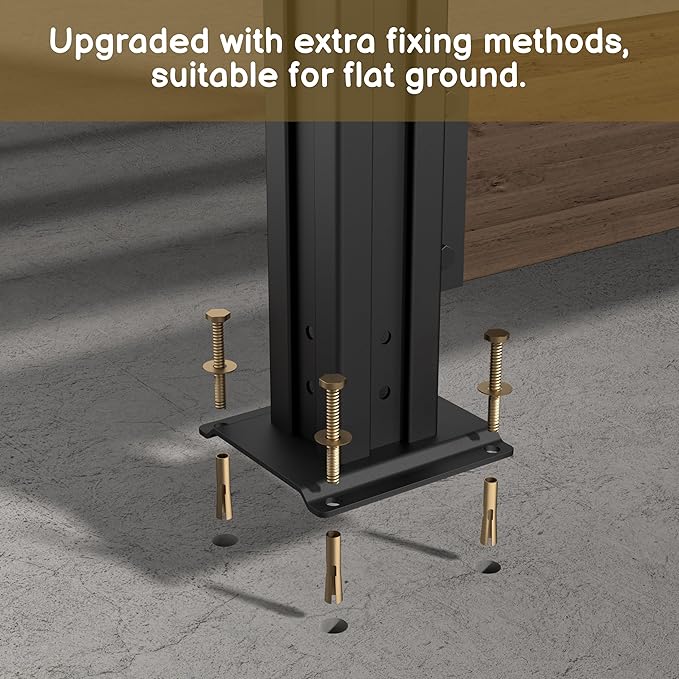 MUPATER 49” H×78” W Outdoor Privacy Screen Fence, No Dig Wooden Privacy Fence Panel for Hard Ground and Soil, 2 Way to Use, Privacy Wall with Aluminum Post, Air Conditioner Fence, Brown (2 Panels)