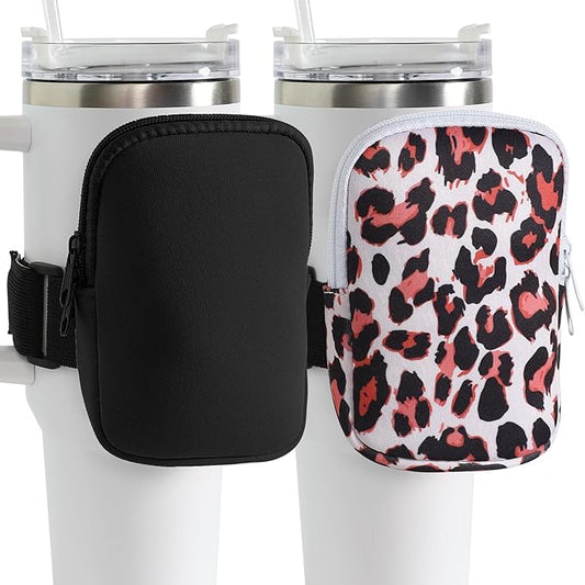Set of 2 Water Bottle Pouch for Stanley Accessories 40 oz & 20oz 30oz,Compatible with Kinds of Tumbler,Gym Tumbler Cup for Women Storage Sleeve Pocket for Walking, Running, Sports