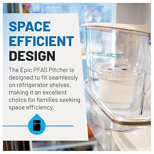 Epic Water Filters PFAS Forever Chemicals Filter Pitcher for Drinking Water, 10 Cup 150 Gallon Filter, Tritan BPA Free, Removes PFAS, PFOA, PFOS (White)