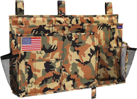 Surblue Bedside Caddy Hanging Organizer Storage Bag Pocket for Bunk, Hospital, College Dorm Rooms, Baby Bed Rails, Camp - 8 Pockets (Large, Desert)