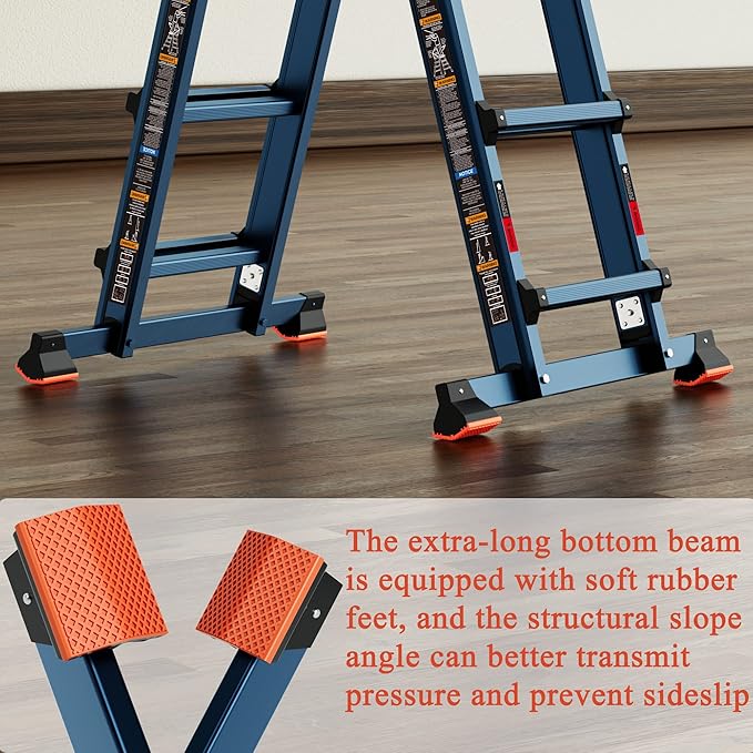 Ladder, A Frame 5 Step Ladder Extension, 17 Ft Anti-Slip Multi Position Ladder, Storage Folding Ladder, 330 lbs Security Load Telescoping Aluminum Ladders for Stairs Home Indoor Outdoor Roof