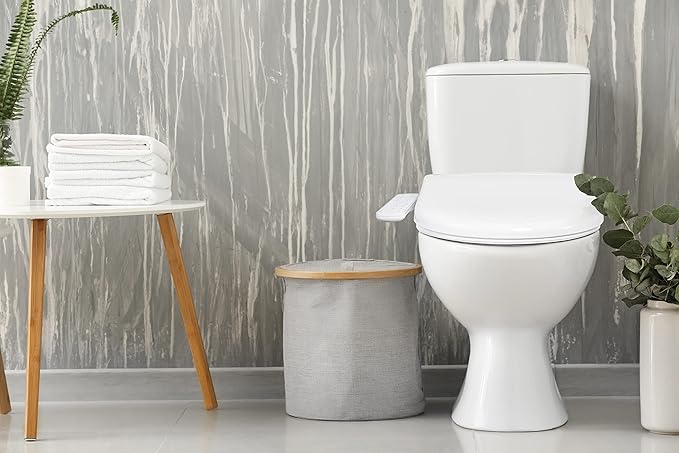 BidetMate 1000 Series Electric Smart Toilet Bidet Seat with Heated Water, Side Control Panel, and Warm Air Dryer - Self-Cleaning - Perfect for a Smart Home Kit or Smart Home Accessories - Round