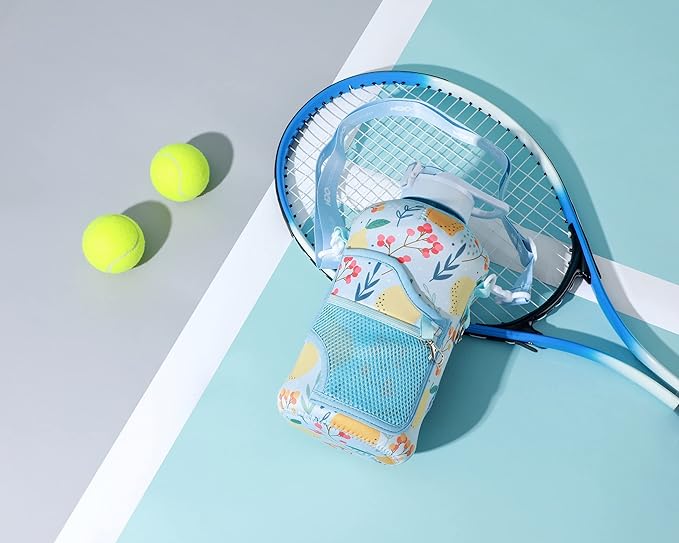 H2O Capsule 2.2L Half Gallon Water Bottle with Storage Sleeve and Removable Straw – BPA Free Large Reusable Drink Container with Handle - Big Sports Jug, 2.2 Liter (74 Ounce), Lemon Drop