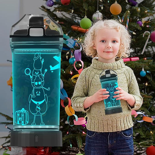 Cute Duck Water Bottle, Light Up Duck Sports Bottle with Glowing 3D LED Light Drink Bottles-Tritan BPA Free. Duck Gifts for Birthday,Christmas,Back to School for Kids Boys Teens