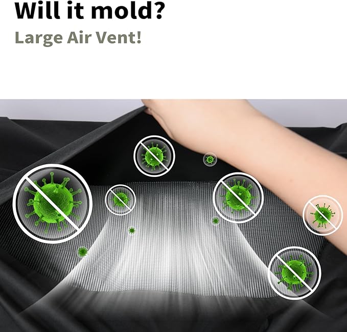 KylinLucky 138"x74" Heavy Duty Waterproof Patio Table Cover - All-Weather UV Protection Outdoor Furniture Cover with Air Vents & Adjustable Straps for Rectangular Dining Set, Black