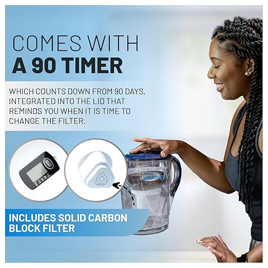 Epic Water Filters PFAS Forever Chemicals Filter Pitcher for Drinking Water, 10 Cup 150 Gallon Filter, Tritan BPA Free, Removes PFAS, PFOA, PFOS (Navy)