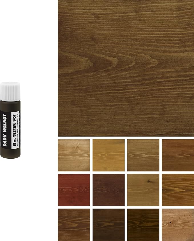 Littlefair's Wood Stain Water Based - 0.5oz/15ml - Indoor Furniture Stain Light & Dark Finishes - Special Non Toxic & Eco Friendly Formula - Wood Stain for Crafts - Color: Dark Walnut