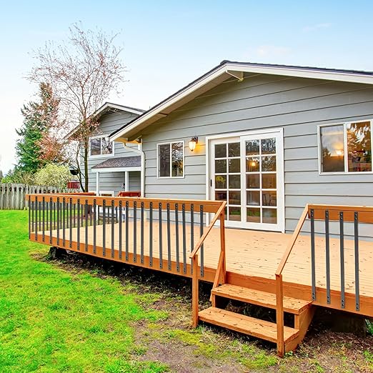 Akenow Deck Balusters, 32.25"x1" Metal Deck Spindles,61 Pack Staircase Baluster with Screws,Flat Straight Deck Railing for Wood and Composite Deck, Stylish Baluster for Outdoor Stair Deck Porch