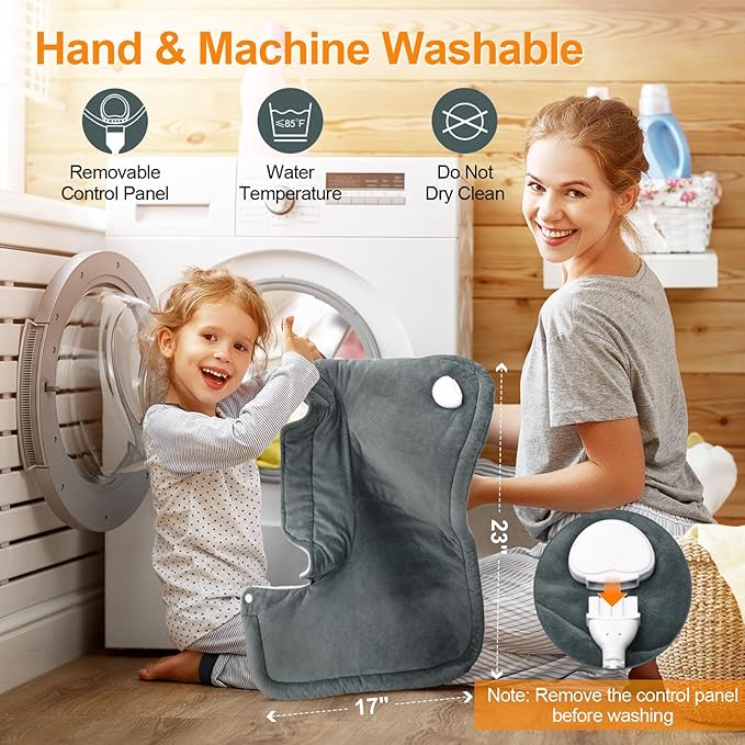 Heating Pad for Neck and Shoulders and Back, Christmas Birthday Gifts for Women Mom Mother, Weighted Neck Heating Pad for Back Pain Relief, Heating Pads Large, 6 Heat Settings 4 Auto-Off,17"x23" Gray