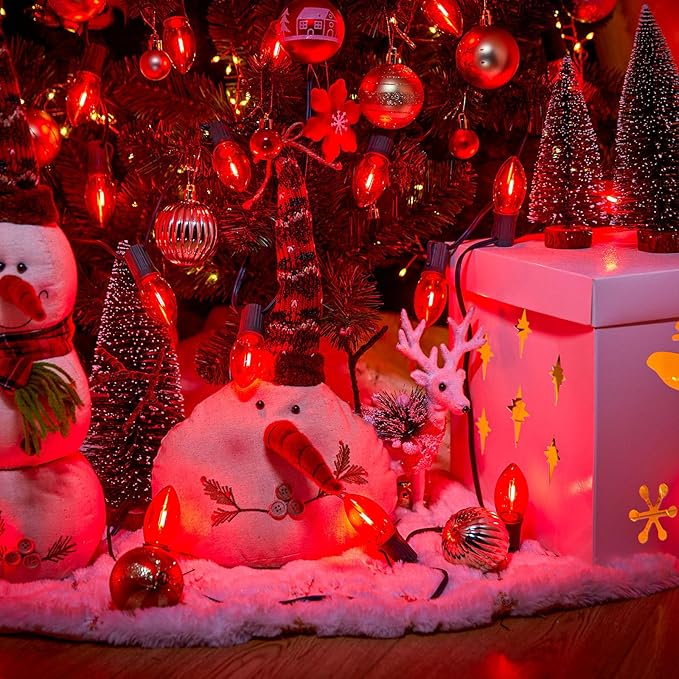 Brightown C9 LED Christmas Light Bulbs, Red C9 Shatterproof LED Bulbs Replacement for Christmas String Lights, E17 Intermediate Base, Commercial Dimmable Holiday Bulbs