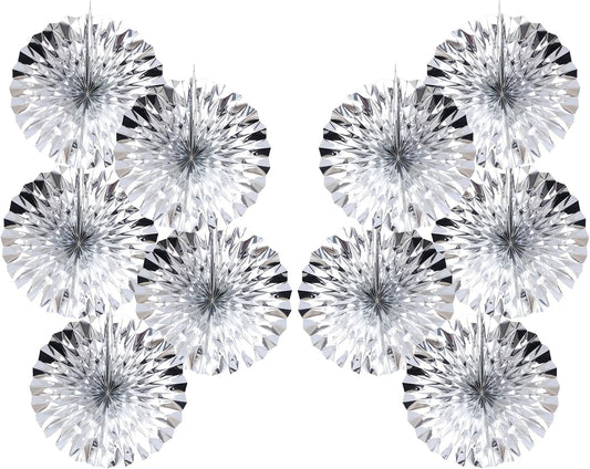 Silver Birthday Decorations,DIY Silver Paper Fans Hanging Decoration ,DecoracióN De CumpleañOs para Hombre,Wedding Decorations for Party 8in,Birthday Decorations for Men 30 Color DIY Set (Silver)