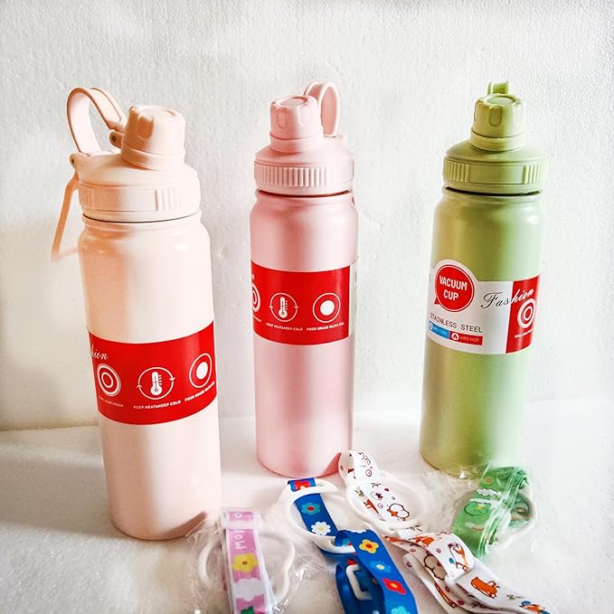 Gerrit 27 oz Insulated Vacuum Stainless Steel Water Bottle With Straight Drink Lid, Easy To Carry (Pink), Large capacity, YP234