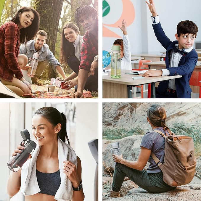 PHILIPS Filtered Water Bottle 22 Oz/36 Oz with Philips GoZero Everyday Water Filter, BPA-Free Tritan Plastic, Purify Tap Water Into Healthy Drinking Tasting Water